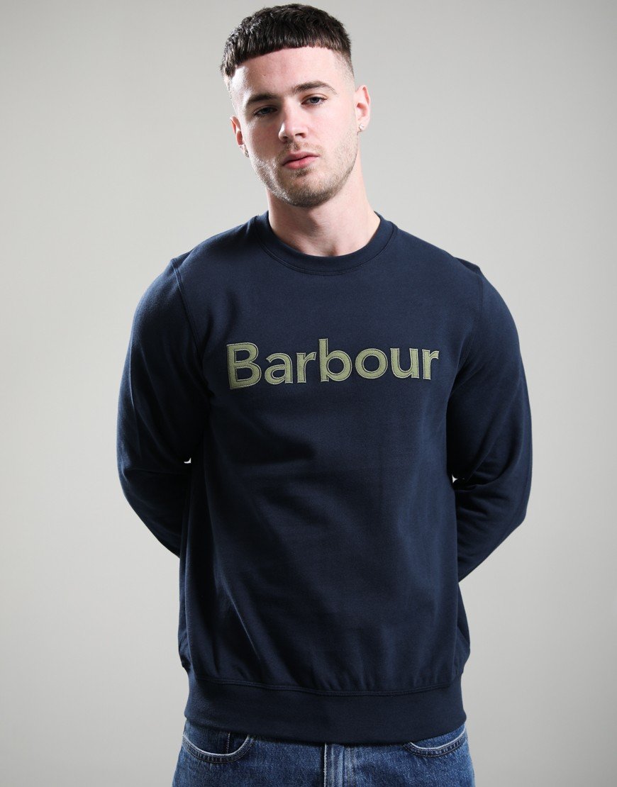 Barbour Pique Logo Crew Sweatshirt Navy