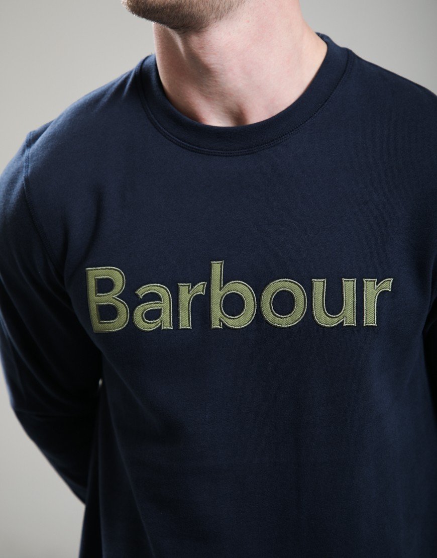 Barbour Pique Logo Crew Sweatshirt Navy