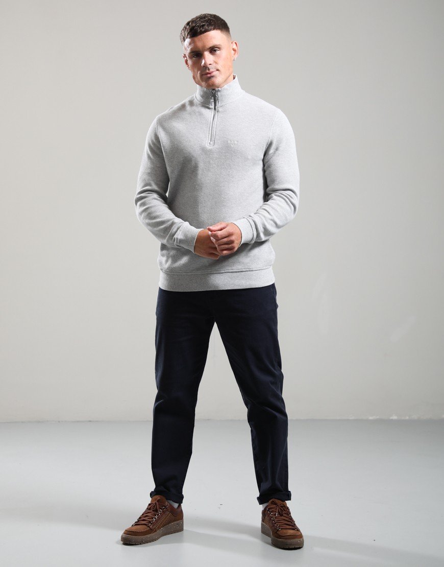 Barbour Pique Interlock Half Zip Sweat Grey Marl