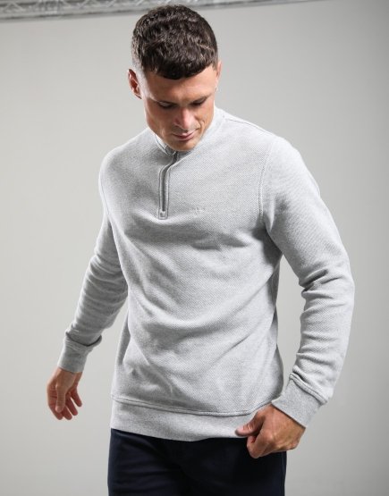 Barbour Pique Interlock Half Zip Sweat Grey Marl