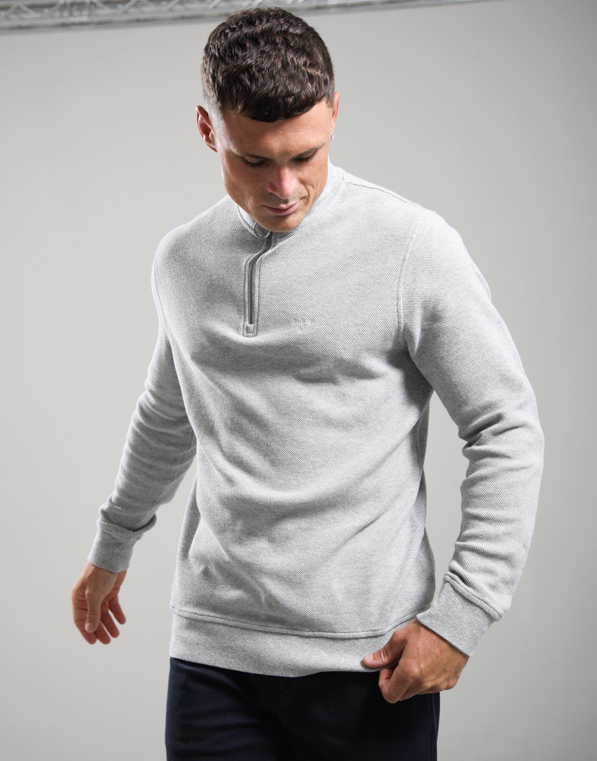 Barbour Pique Interlock Half Zip Sweat Grey Marl