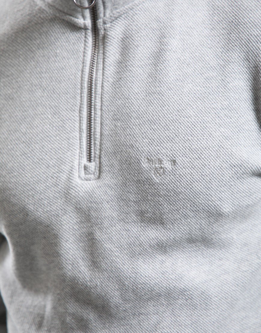 Barbour Pique Interlock Half Zip Sweat Grey Marl