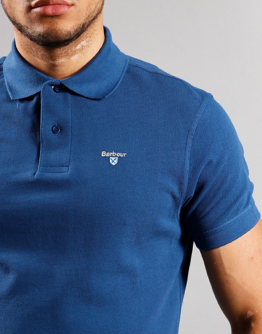 Barbour Tartan Piqué Polo Shirt Deep Blue