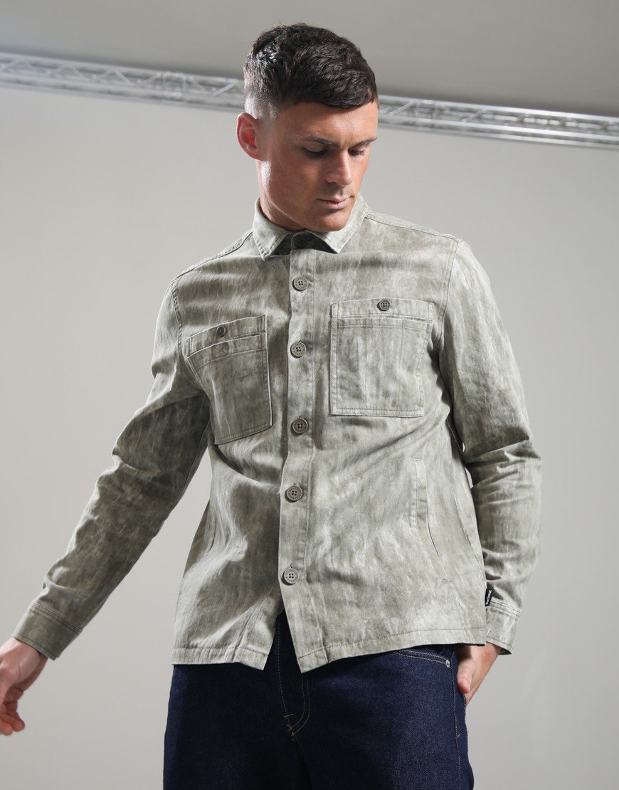 Barbour Ross Printed Overshirt Grey Olive