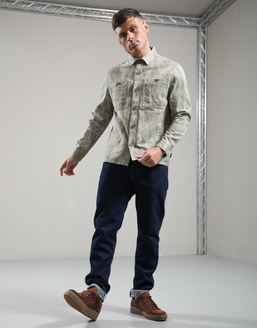 Barbour Ross Printed Overshirt Grey Olive