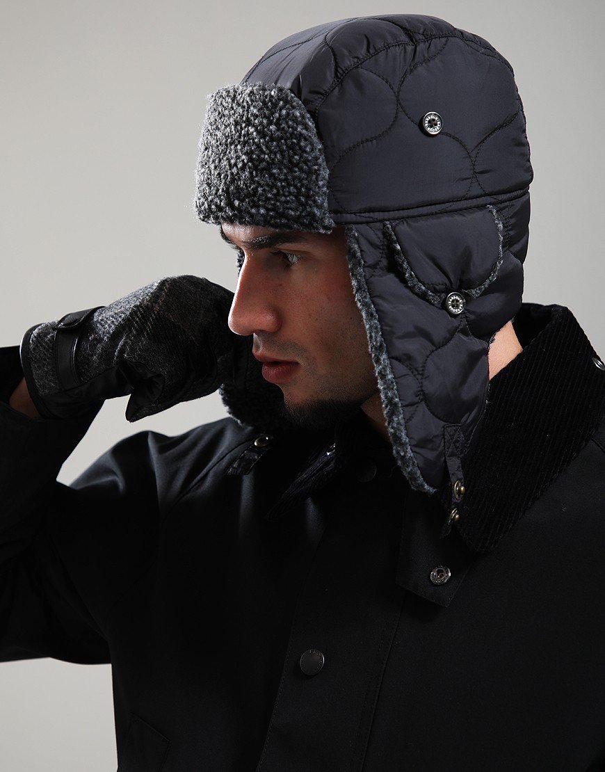 Barbour Sandbay Quilted Trapper Hat Black