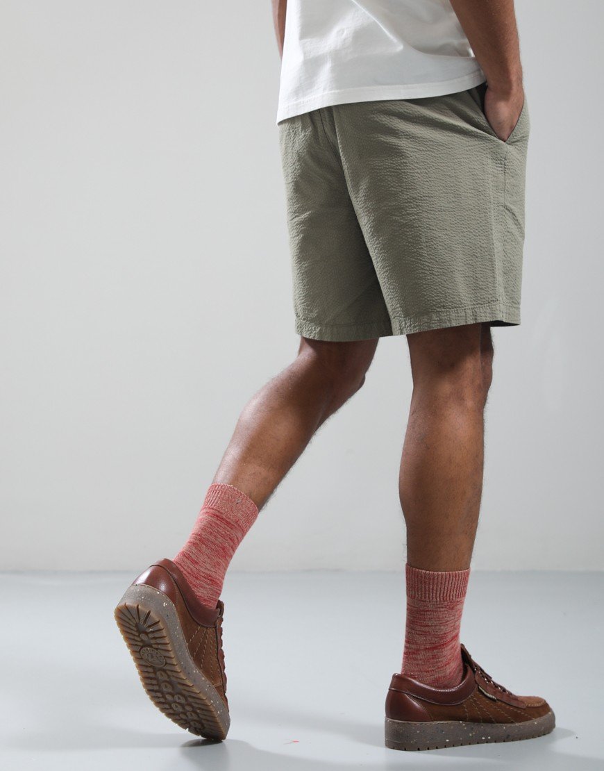Barbour Seersucker Relaxed Shorts Grey Olive