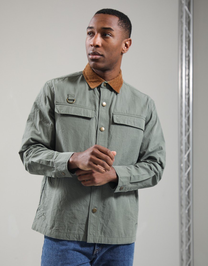 Barbour Spey Poplin Overshirt Archive Olive