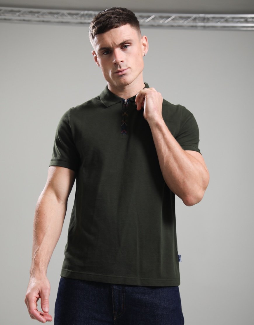 Barbour Stately Zip Polo Shirt Sage