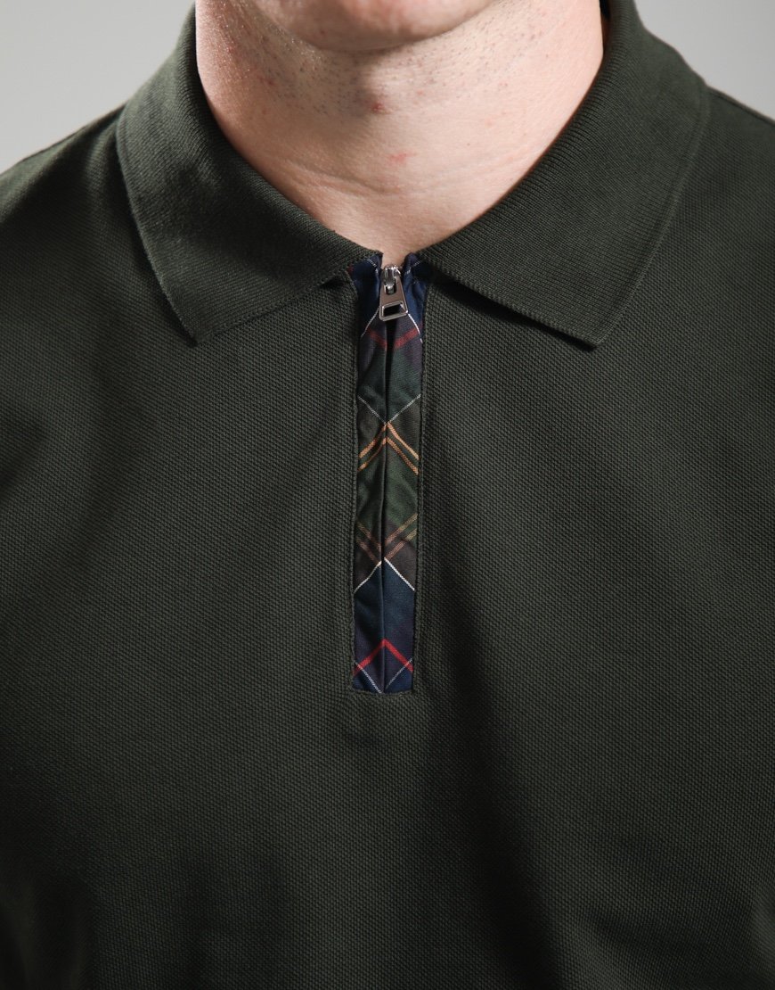 Barbour Stately Zip Polo Shirt Sage