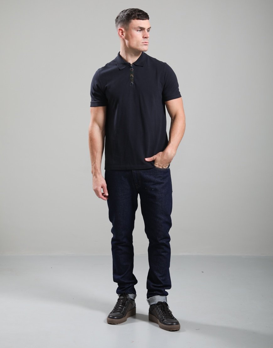 Barbour Stately Zip Polo Shirt Navy