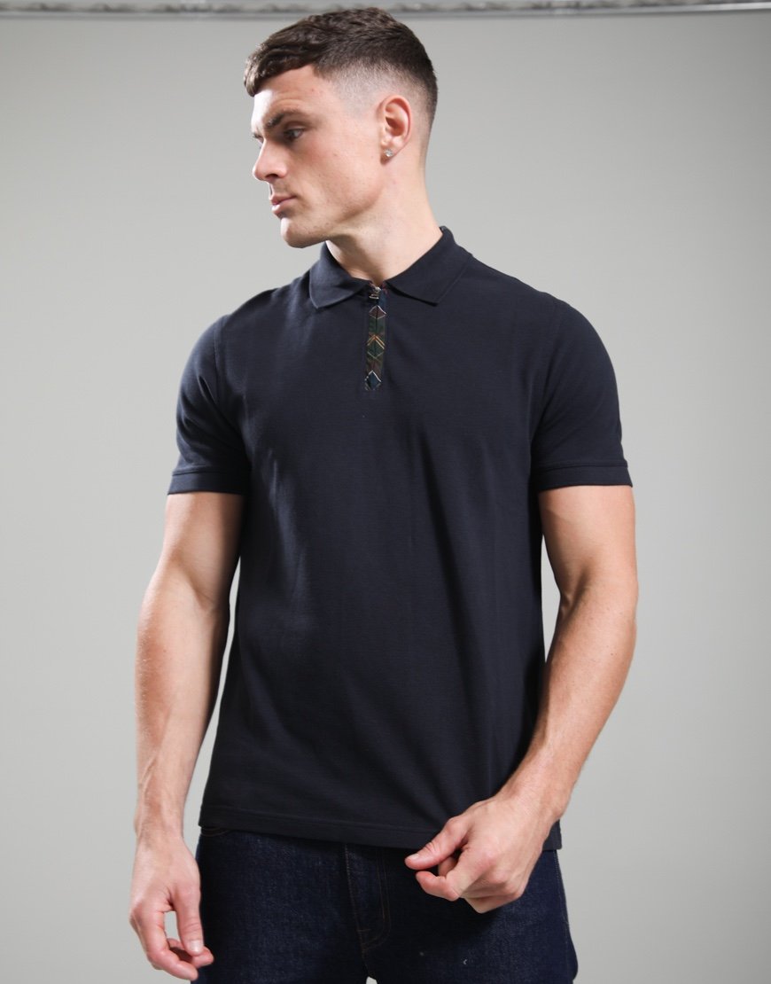 Barbour Stately Zip Polo Shirt Navy