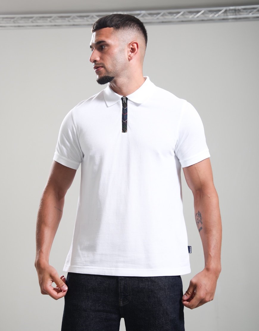 Barbour Stately Zip Polo Shirt White