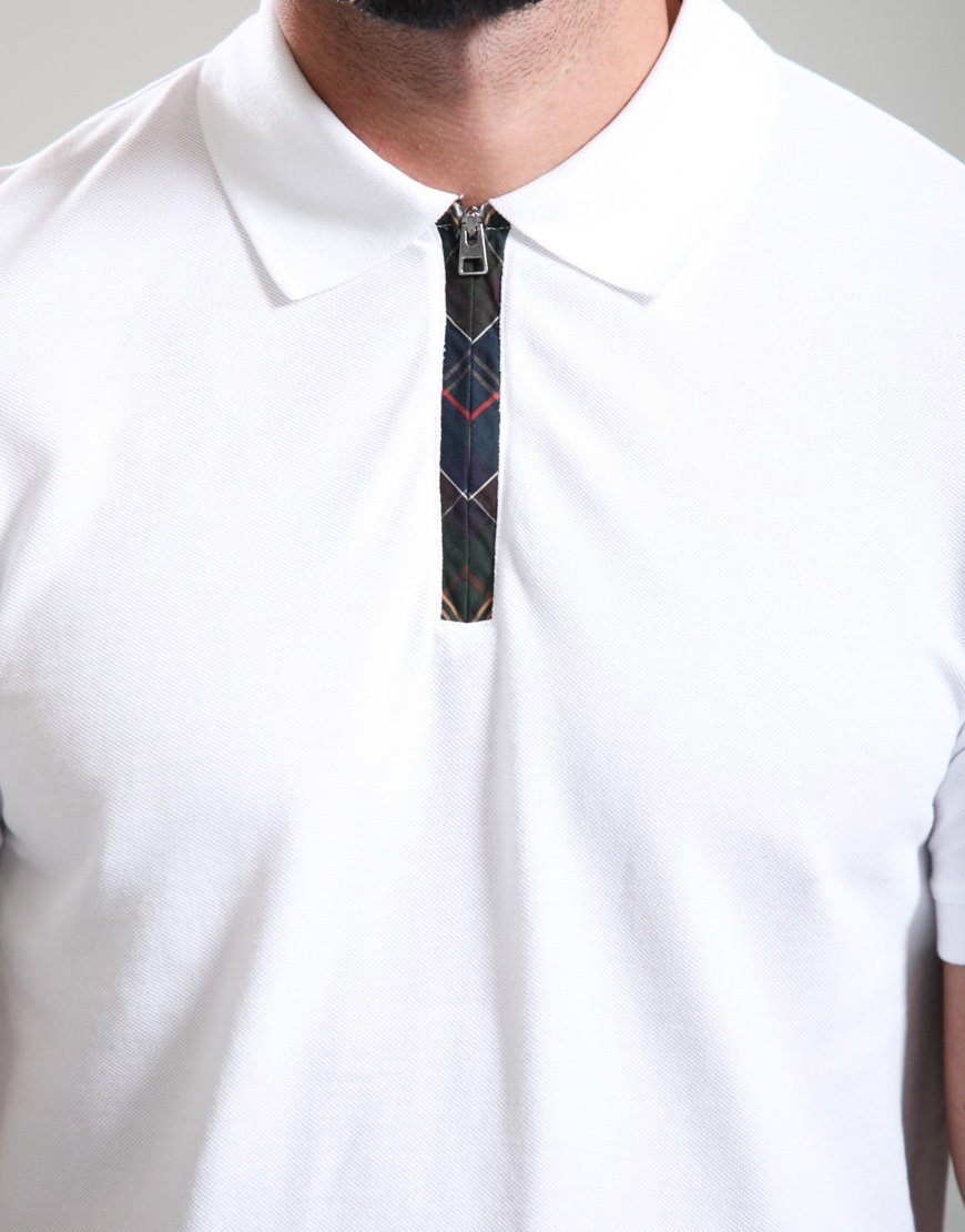 Barbour Stately Zip Polo Shirt White
