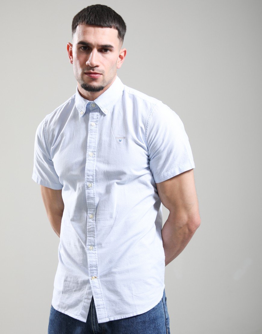 Barbour Striped Oxtown Tailored Shirt Sky Blue