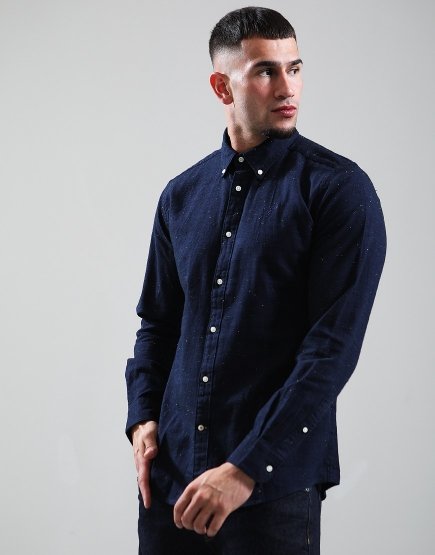 Barbour Tainsbury Tailored Fleck Twill Shirt Navy