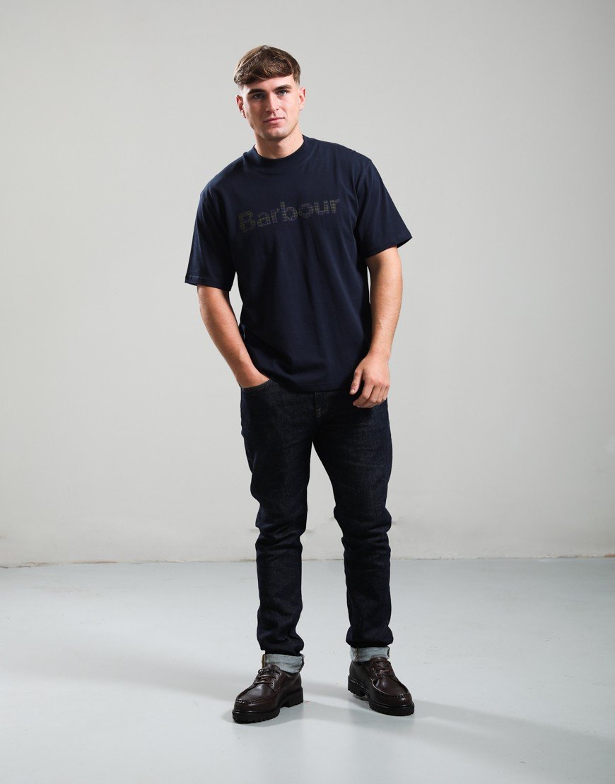 Barbour Tartan Logo Graphic T-Shirt Navy