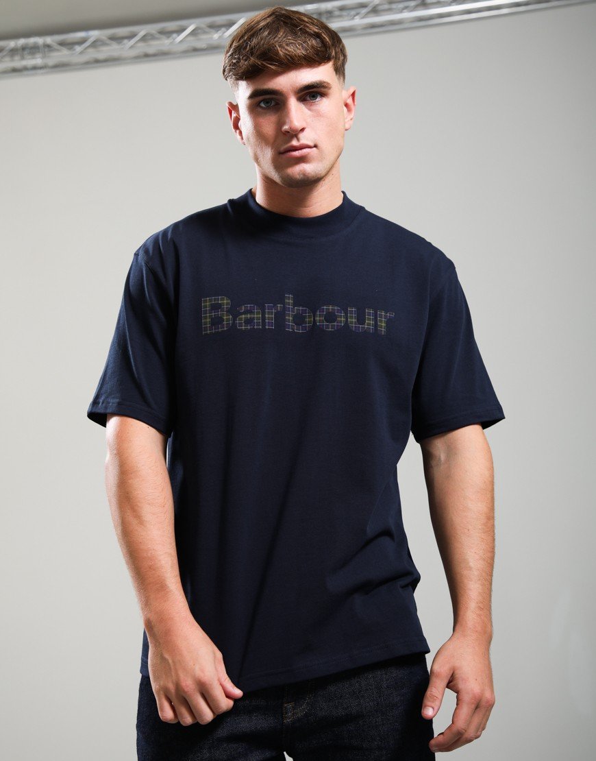Barbour Tartan Logo Graphic T-Shirt Navy