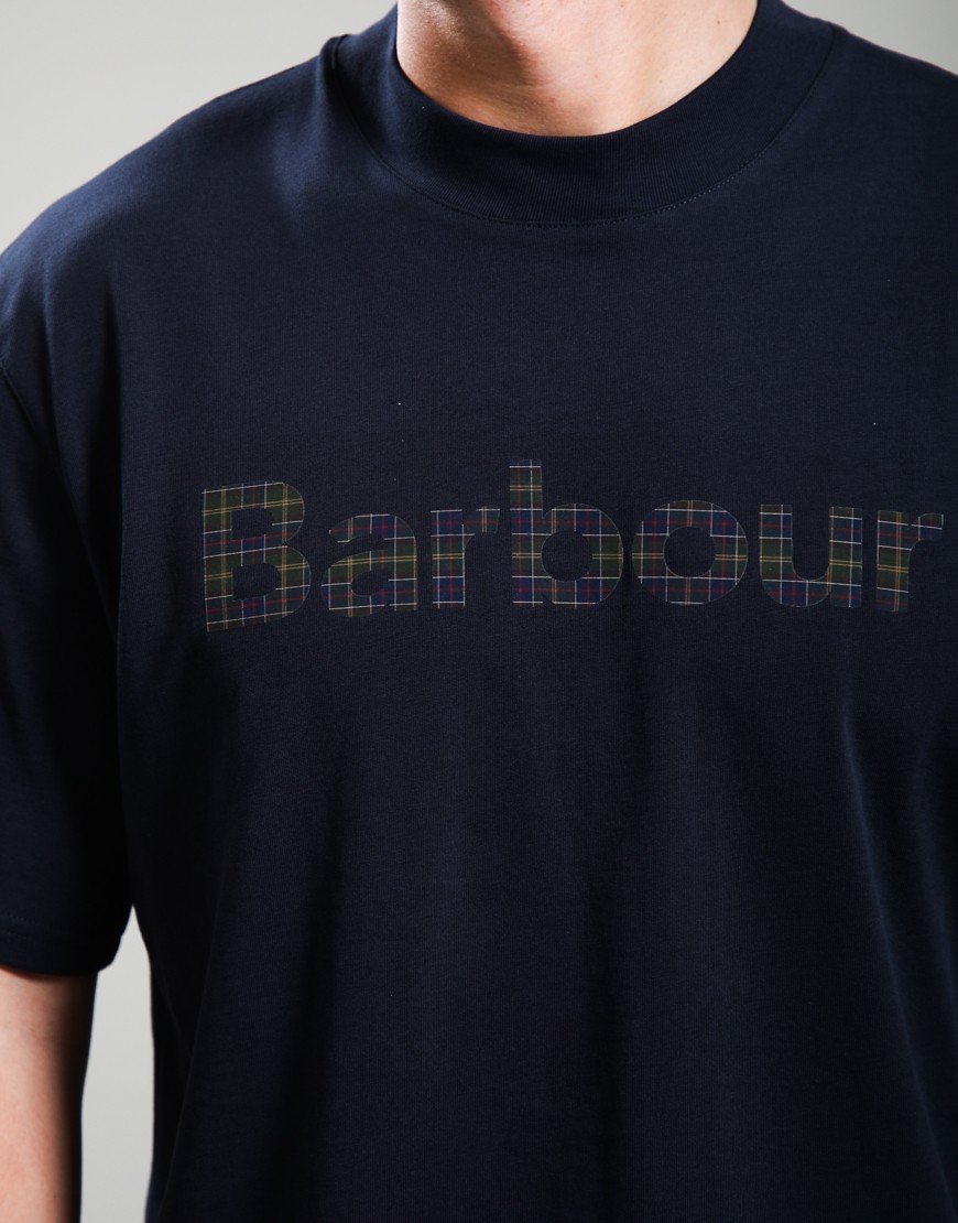 Barbour Tartan Logo Graphic T-Shirt Navy