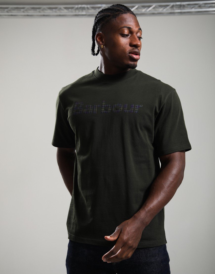Barbour Tartan Logo Graphic OS T-Shirt Sage