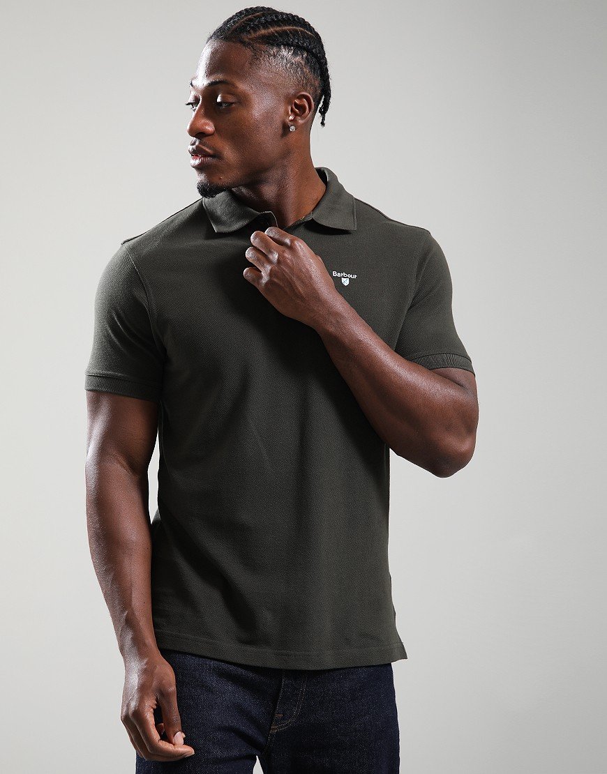 Barbour Tartan Piqué Polo Shirt Forest Green