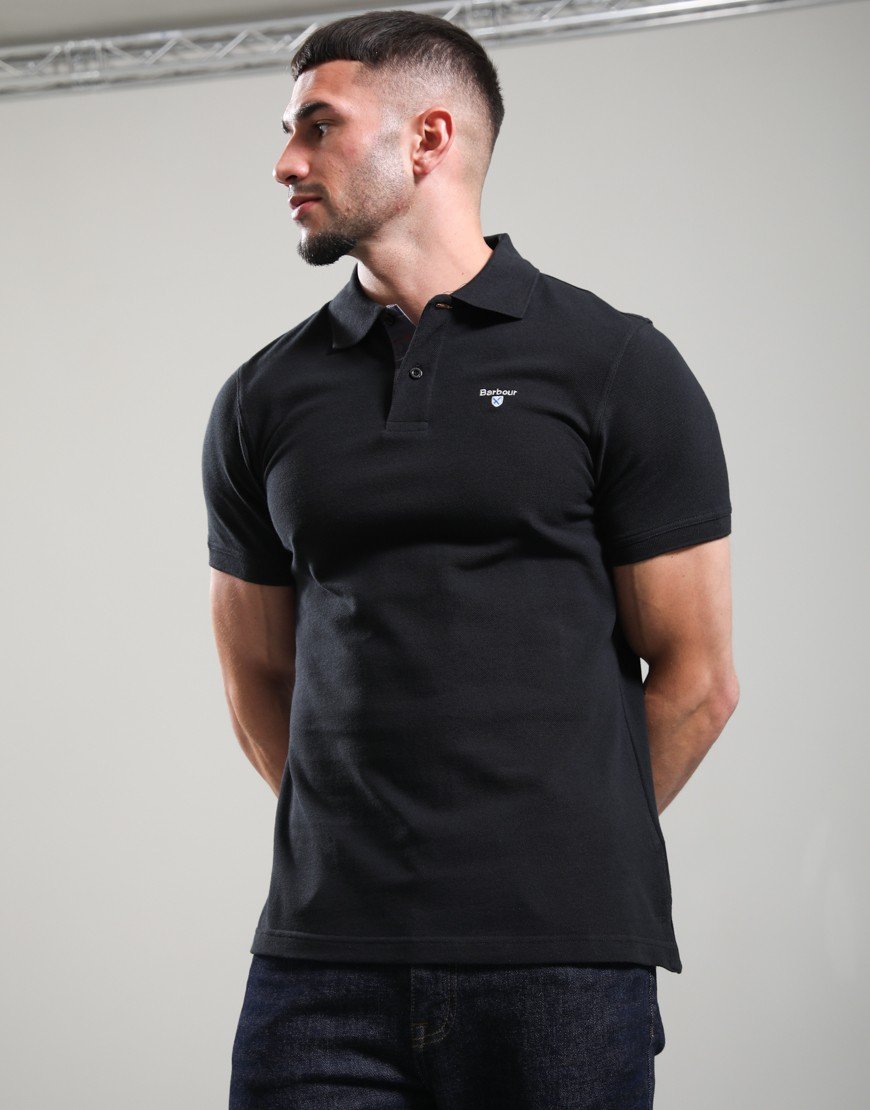 Barbour Tartan Piqué Polo Shirt Black