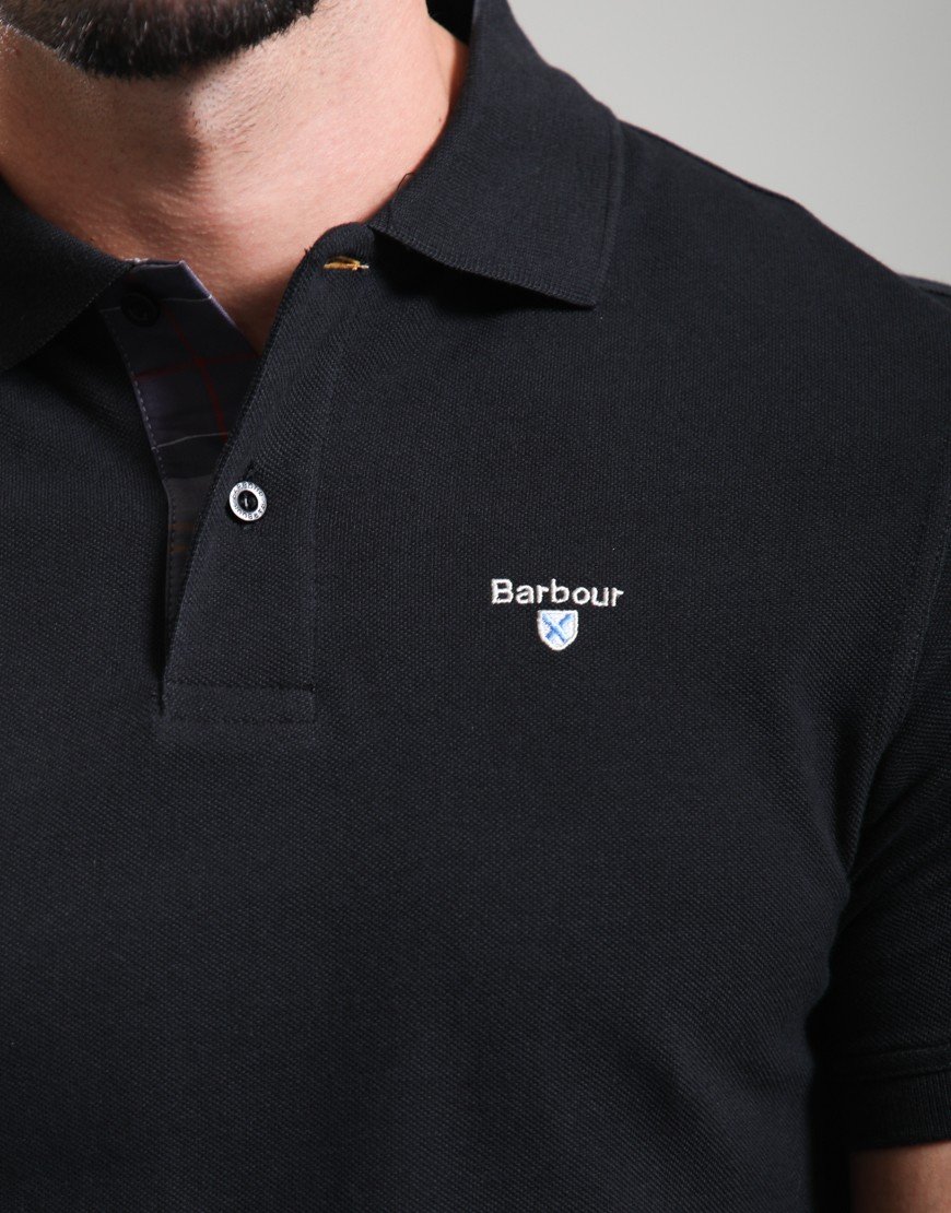 Barbour Tartan Piqué Polo Shirt Black