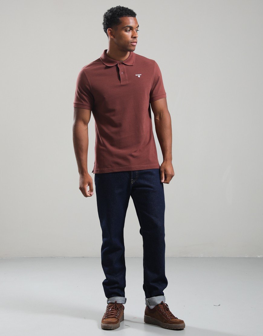 Barbour Tartan Pique Polo Shirt Burnt Pepper