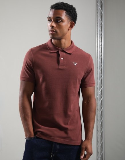 Barbour Tartan Pique Polo Shirt Burnt Pepper
