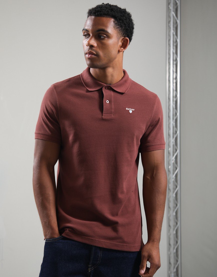 Barbour Tartan Pique Polo Shirt Burnt Pepper