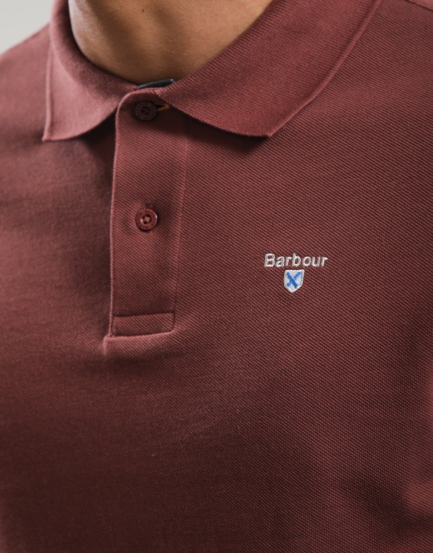 Barbour Tartan Pique Polo Shirt Burnt Pepper