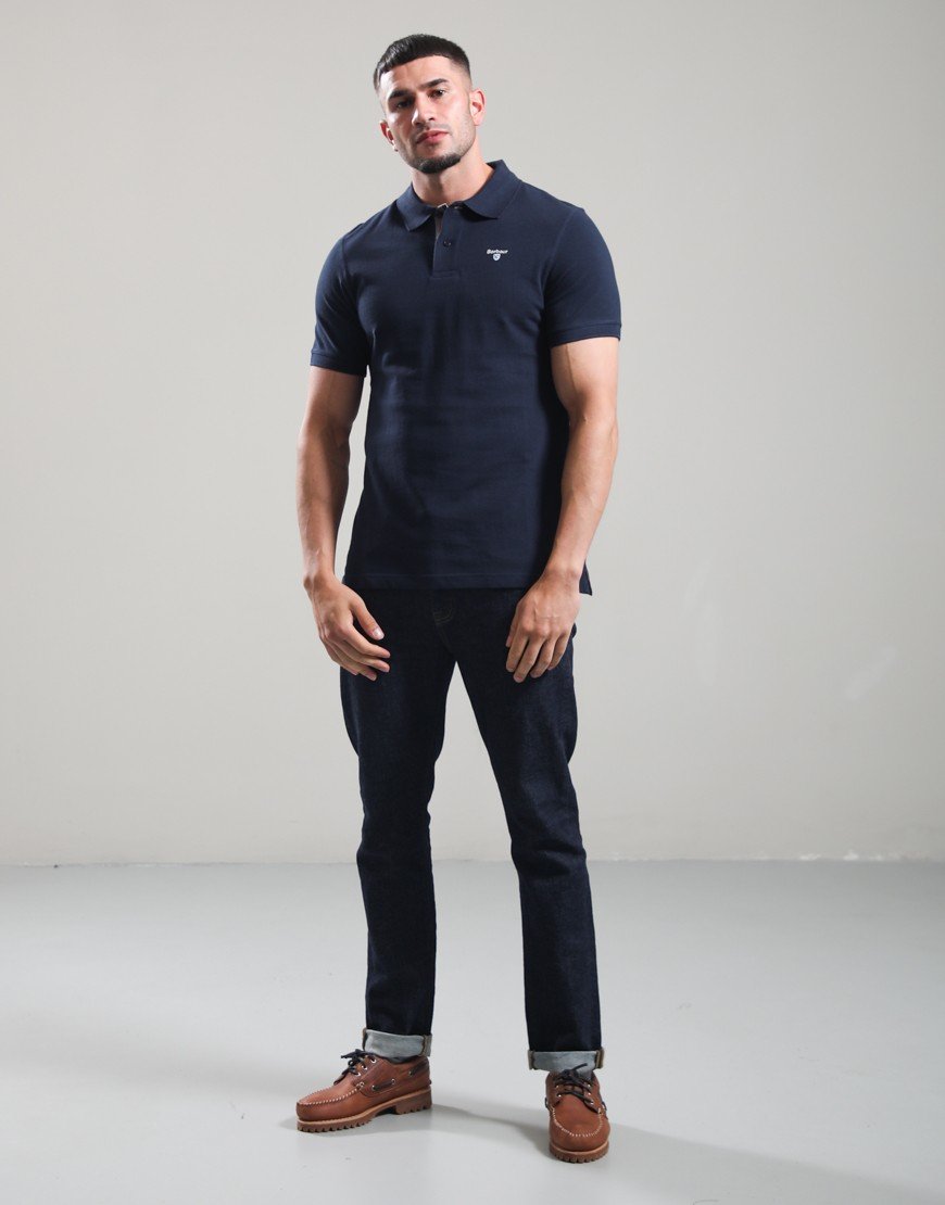 Barbour Tartan Piqué Polo Shirt New Navy