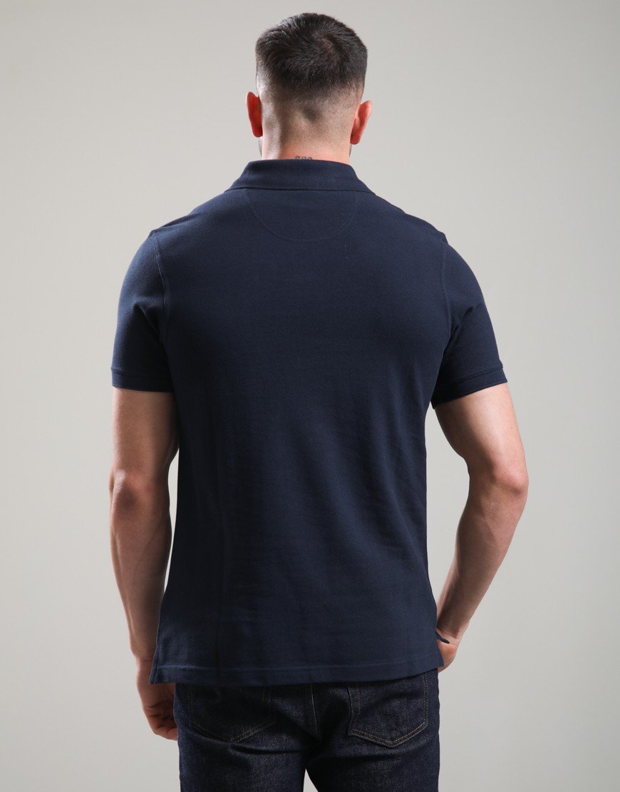 Barbour Tartan Piqué Polo Shirt New Navy