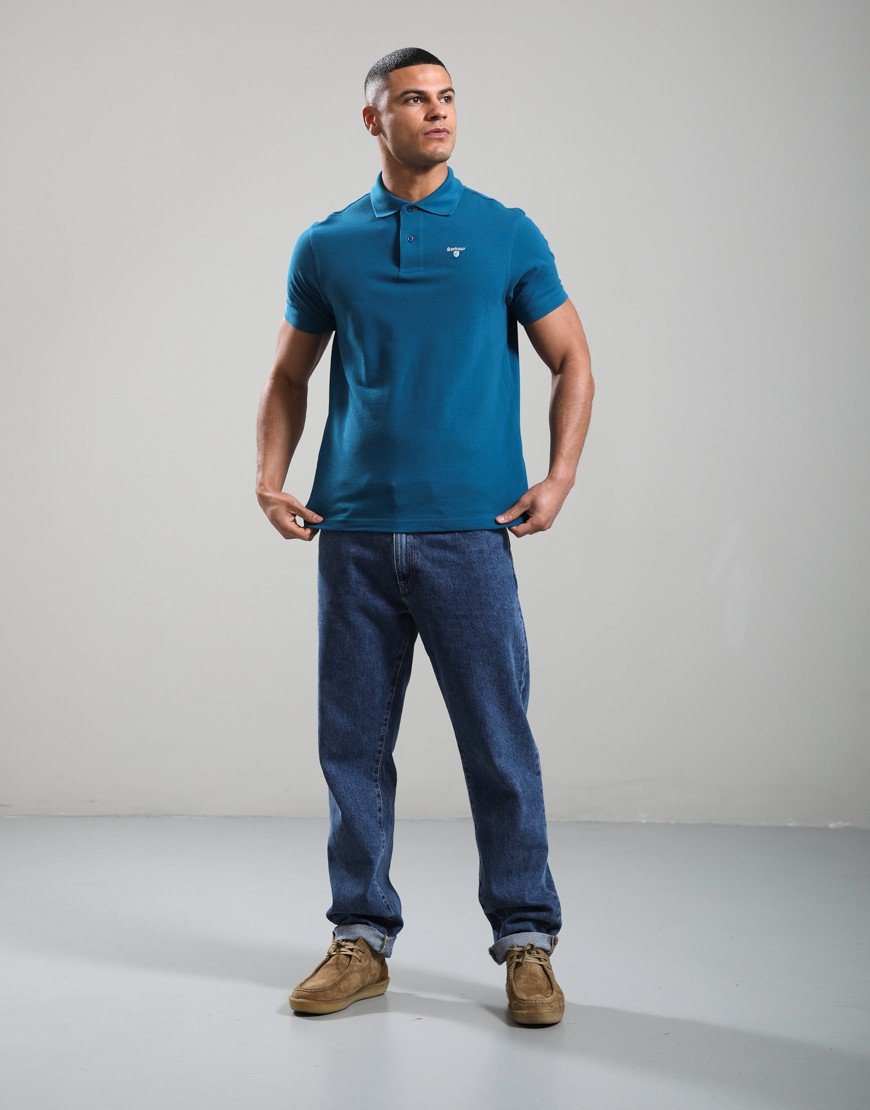 Barbour Tartan Pique Polo Shirt Lyons Blue