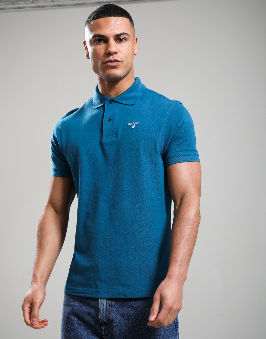 Barbour Tartan Pique Polo Shirt Lyons Blue
