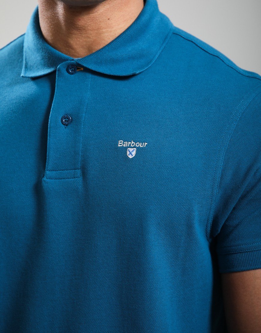 Barbour Tartan Pique Polo Shirt Lyons Blue