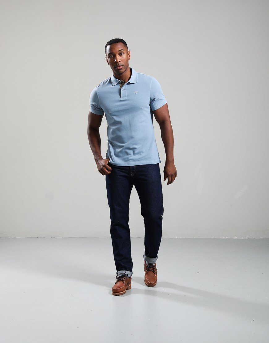 Barbour Tartan Pique Polo Shirt Tarn Blue
