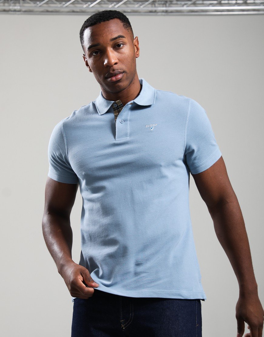 Barbour Tartan Pique Polo Shirt Tarn Blue