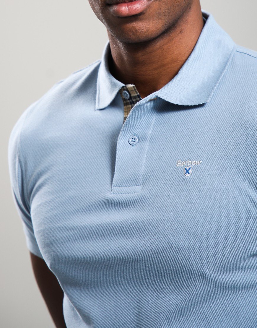 Barbour Tartan Pique Polo Shirt Tarn Blue