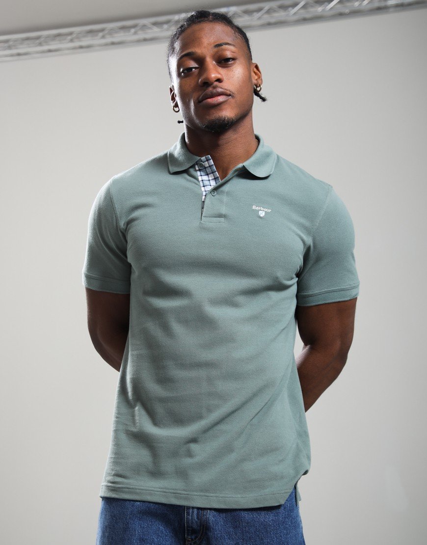 Barbour Tartan Pique Polo Shirt Vintage Teal