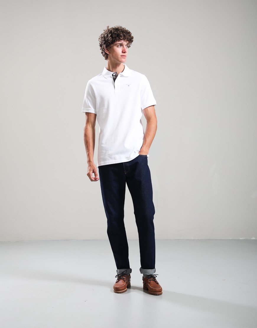 Barbour Tartan Piqué Polo Shirt White