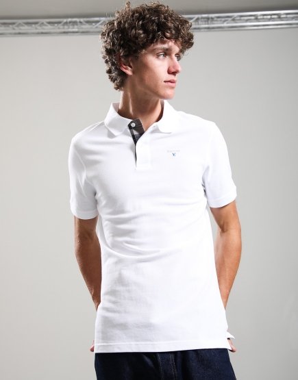 Barbour Tartan Piqué Polo Shirt White