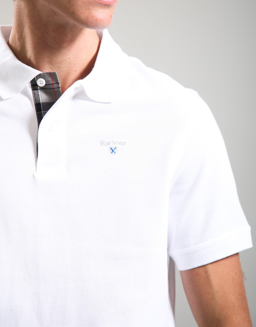 Barbour Tartan Piqué Polo Shirt White