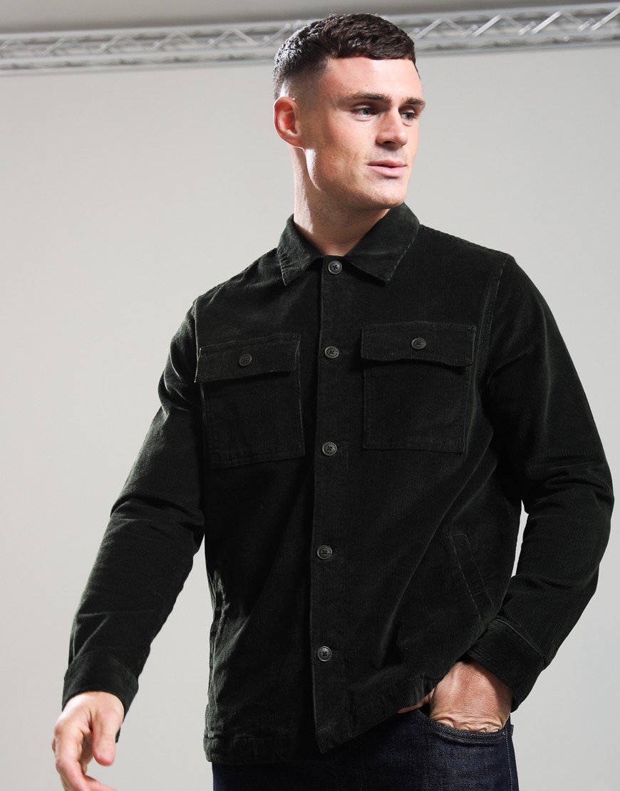 Barbour Tartan Trimmed Cord Overshirt Olive