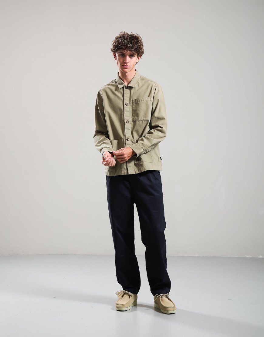 Barbour Tartan Trimmed Washed Overshirt Mushroom
