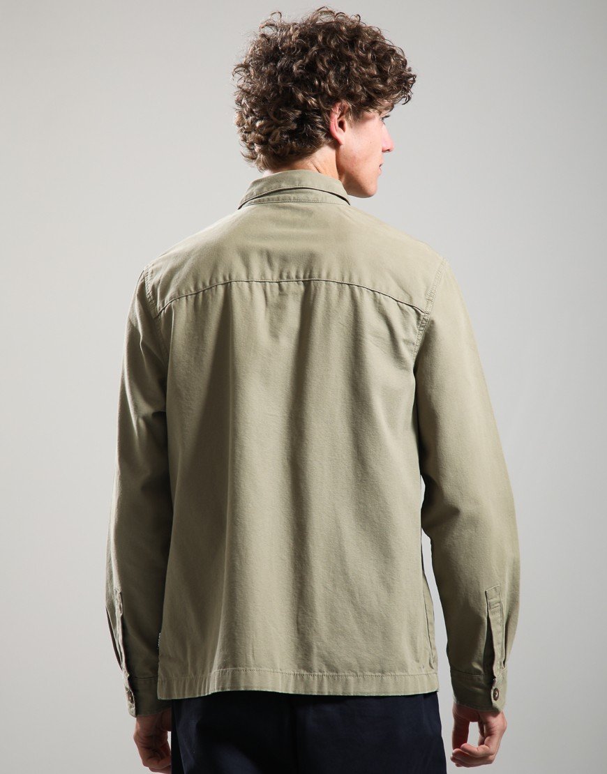 Barbour Tartan Trimmed Washed Overshirt Mushroom