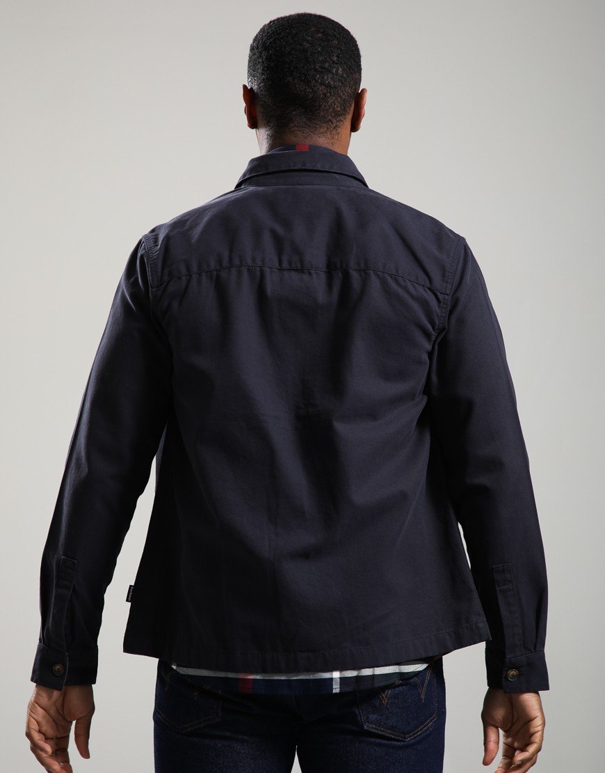 Barbour Tartan Trimmed Washed Overshirt Dark Navy