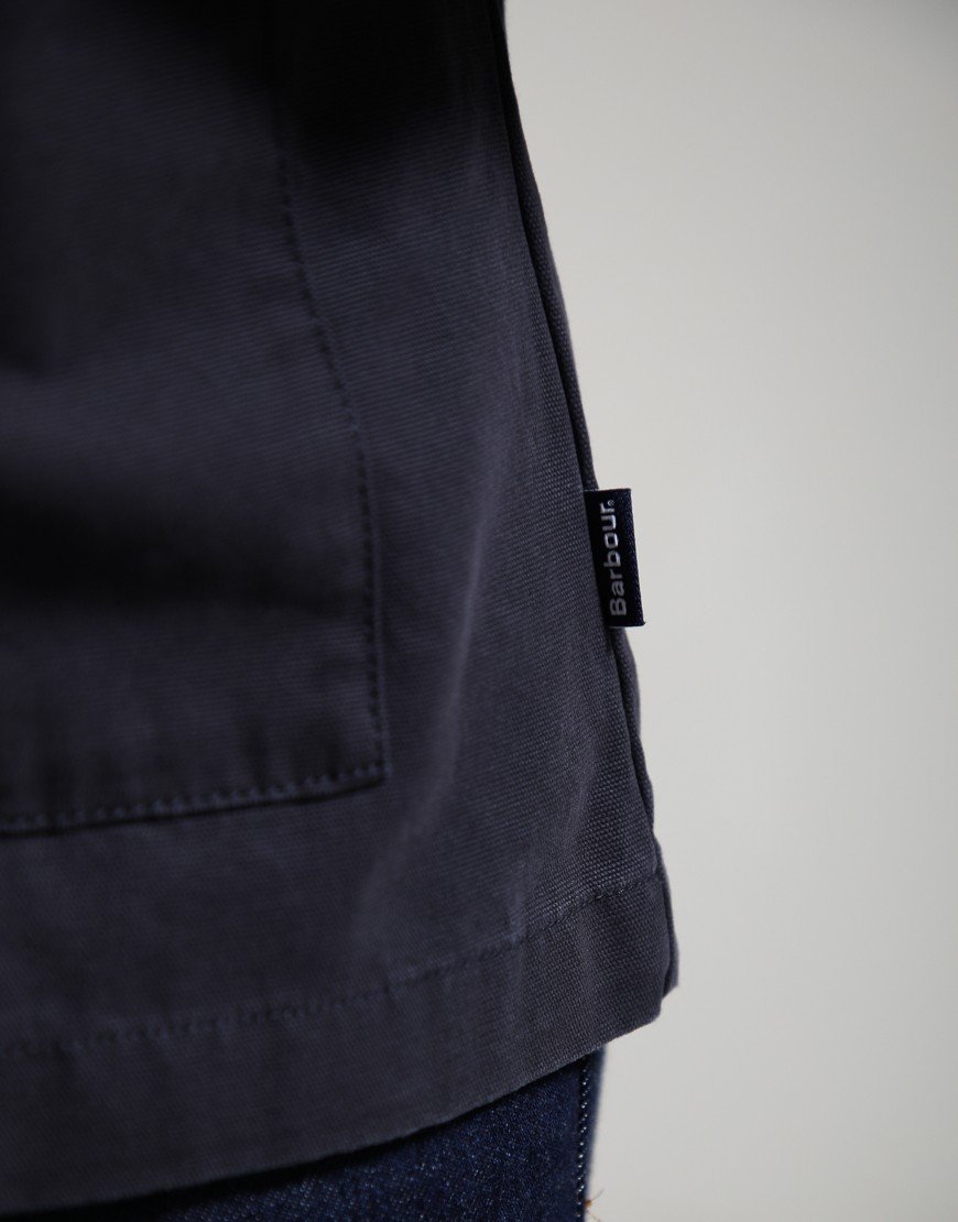 Barbour Tartan Trimmed Washed Overshirt Dark Navy