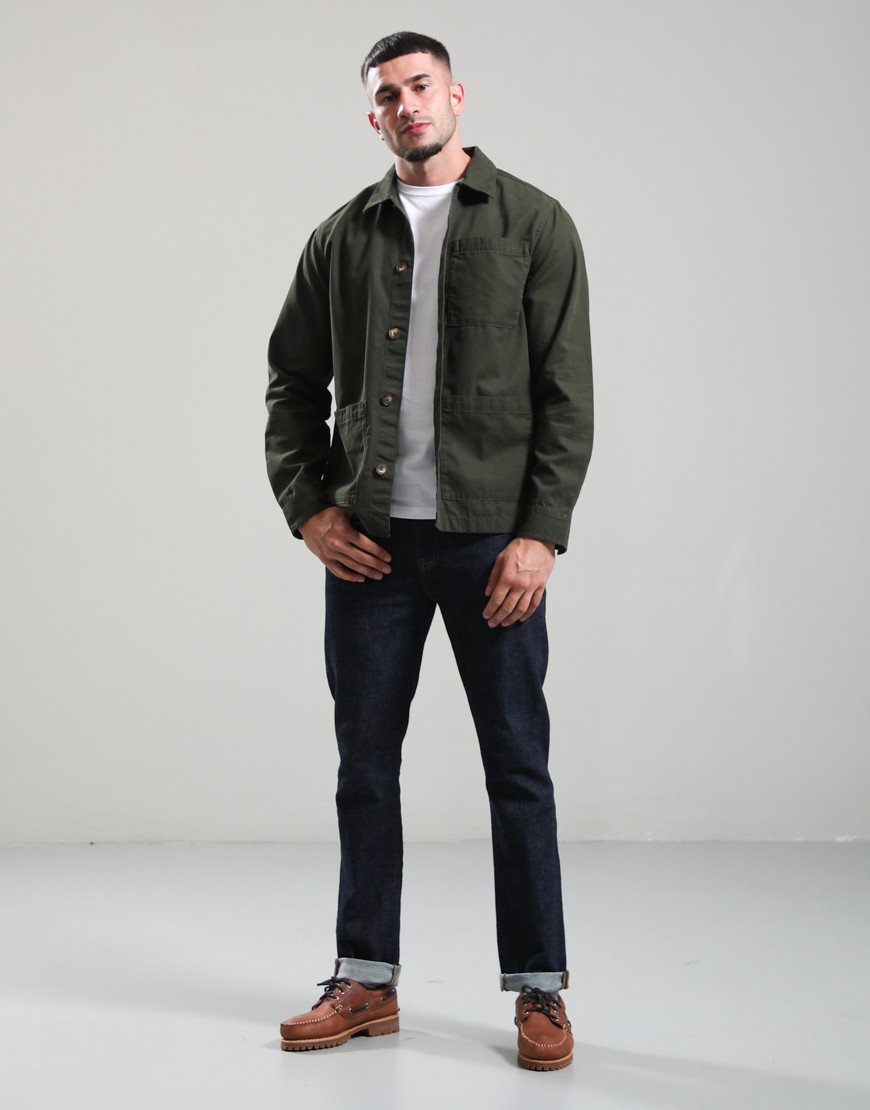 Barbour Tartan Trimmed Washed Overshirt Sage