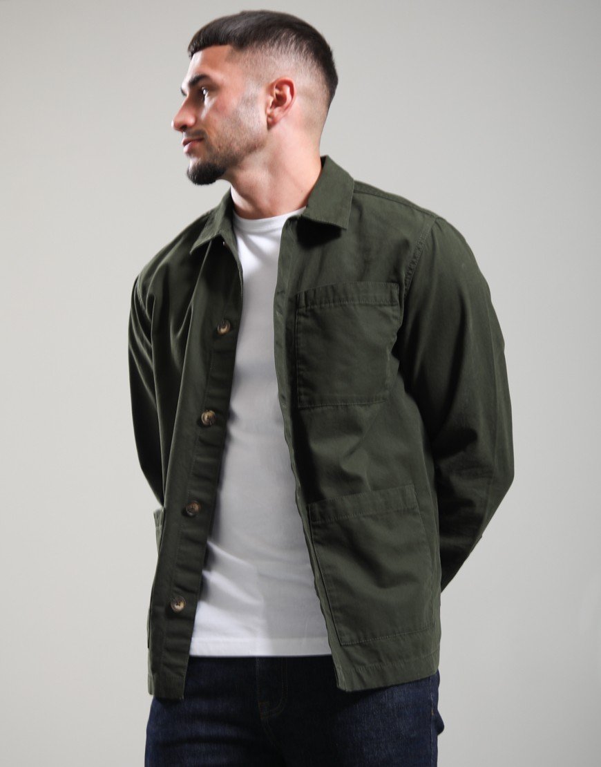 Barbour Tartan Trimmed Washed Overshirt Sage